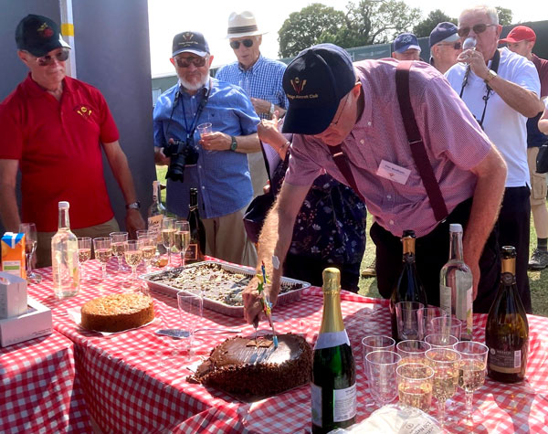 Tim Badham cutting the cake at Old Warden © Geraldine OMeara.